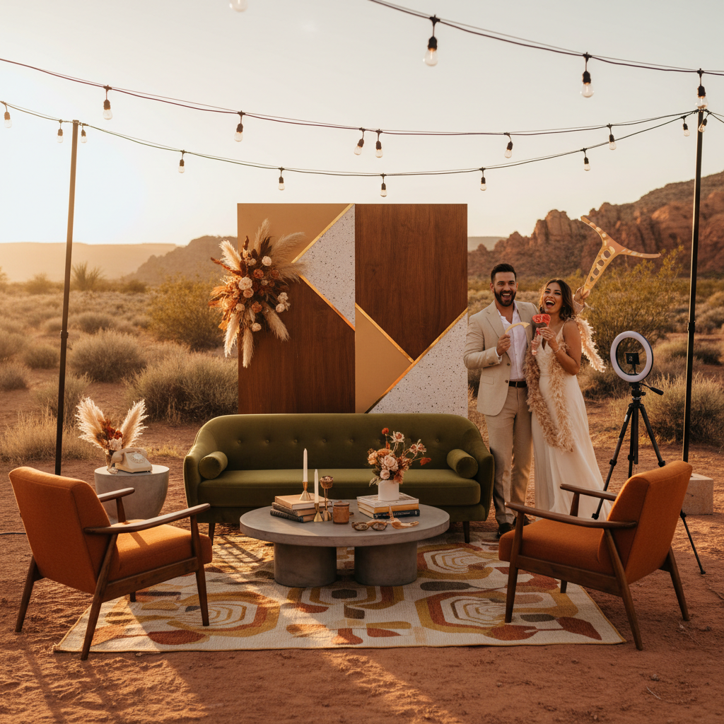 Mid-Century Modern Wedding Photo Booth Design Ideas