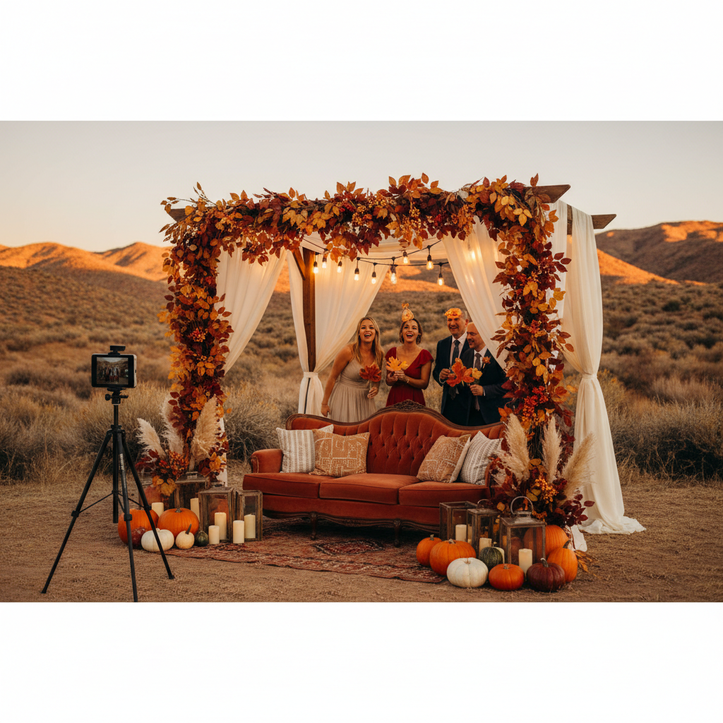 Fall Wedding Photo Booth Ideas With Autumn Colors and Themes